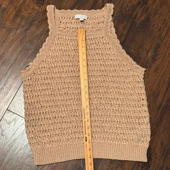 J. Crew Montauk Crochet Tank Top  Women's XL Dark Basket Stitch Beige Beach - Picture 10 of 14